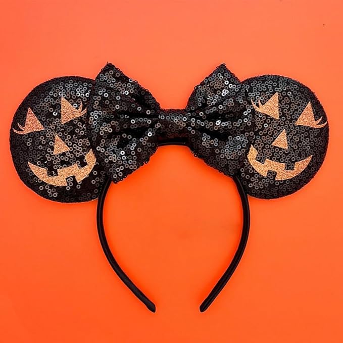 HoveBeaty Mouse Ears Headbands Shiny Sequin Bows Hairband Hair Accessories for Holloween Cosplay Parties