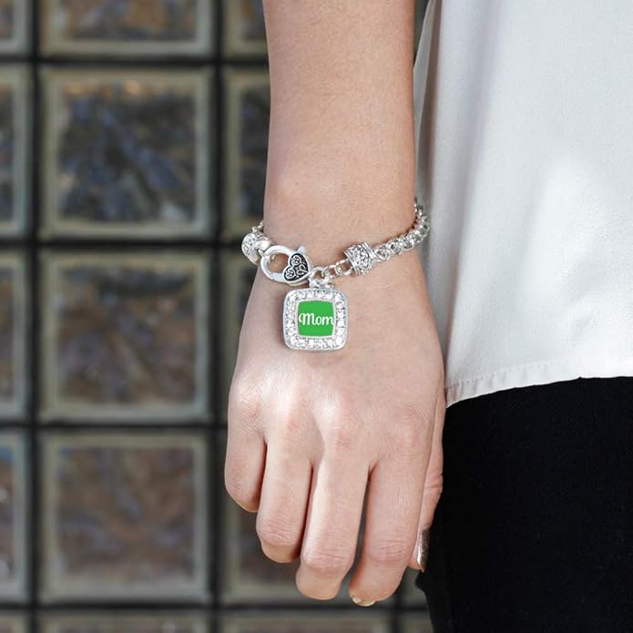 Inspired Silver - Silver Square Charm Bracelet with Cubic Zirconia Jewelry