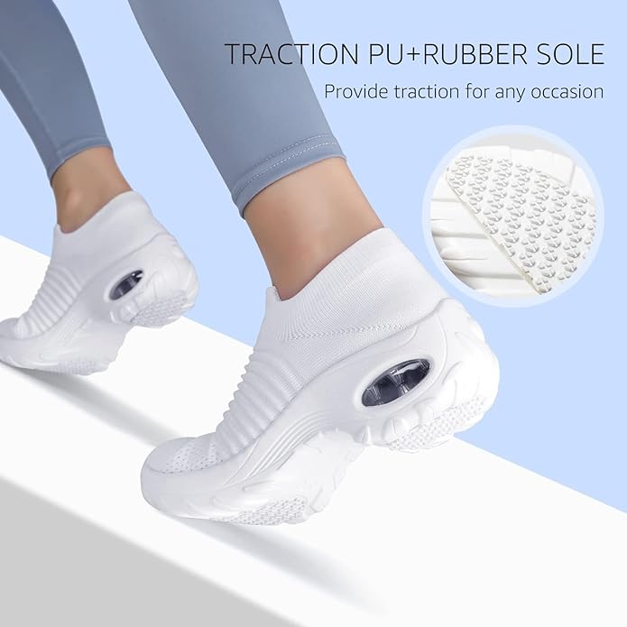 HKR Women's Walking Shoes Arch Support Non Slip Work Shoes Breathable Knit Upper Lightweight for Plantar Fasciitis