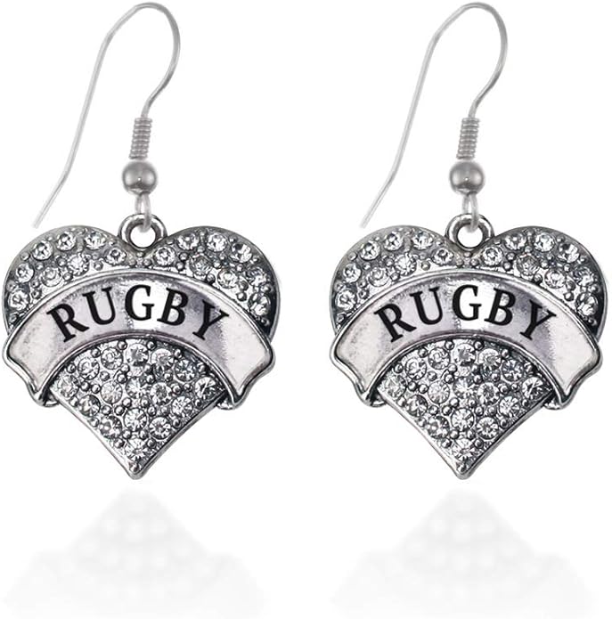 Inspired Silver - Silver Pave Heart Charm French Hook Drop Earrings with Cubic Zirconia Jewelry