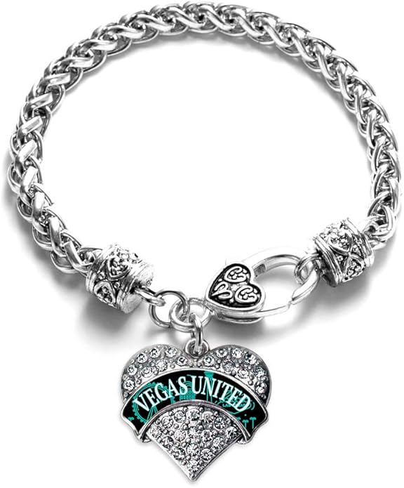 Inspired Silver - Silver Pave Heart Charm Bracelet with Cubic Zirconia Jewelry