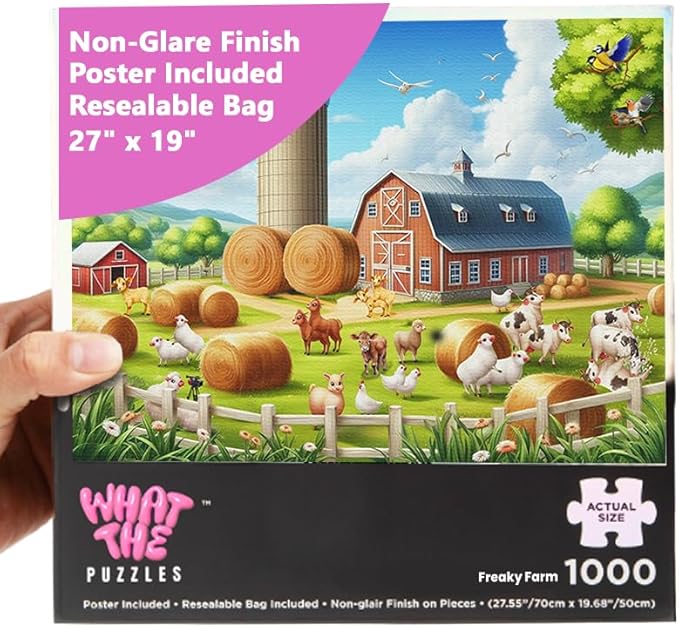 What The Puzzles - Challenging Jigsaw Puzzles 1000 Pieces, Difficult Brain Teaser Puzzles for Adults (Funny Farm)