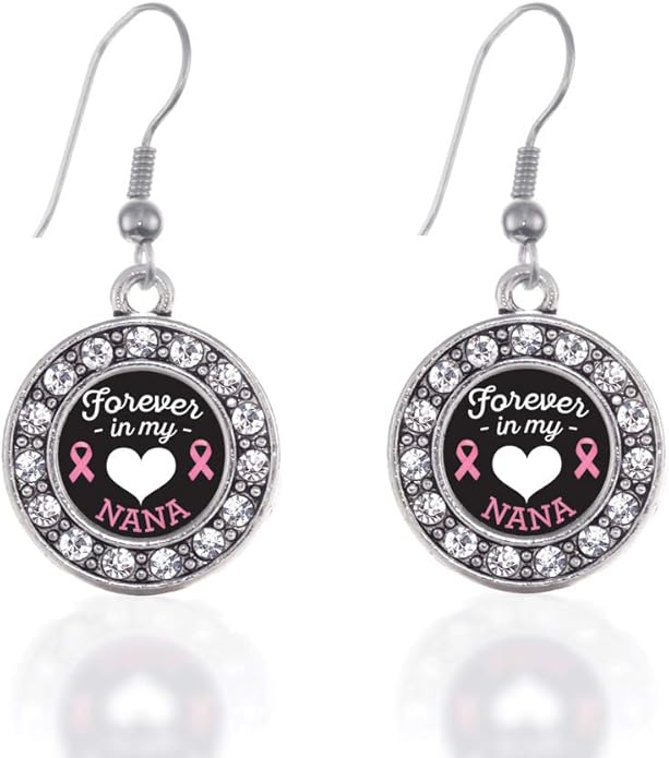 Inspired Silver - Silver Circle Charm French Hook Drop Earrings with Cubic Zirconia Jewelry