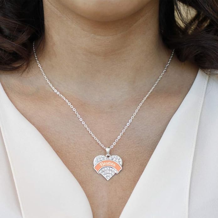 Inspired Silver - Silver Pave Heart Charm 18 Inch Necklace with Cubic Zirconia Jewelry