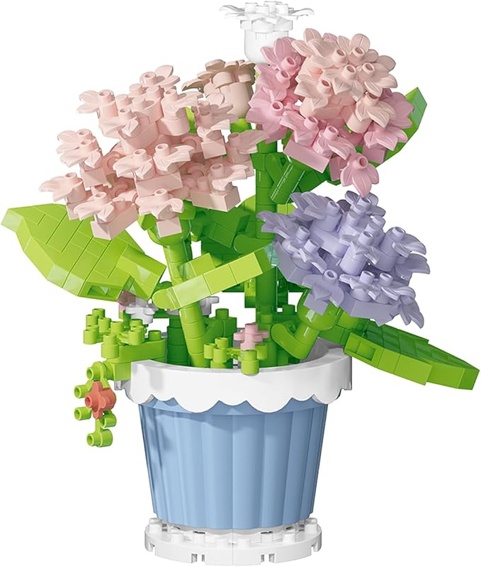 Jollcnoia Carnation Mini Flower Potted Bonsai Building Toy Blocks Particle Flower Botanical