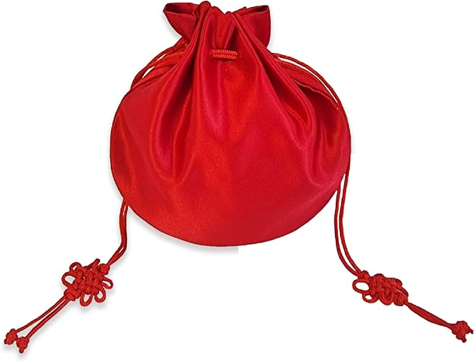 Seoulful Vintage Korean Embroidered Bokjumeoni - Traditional Lucky Pouch - Hanbok Fortune New Year's Gifts Bag (Red)