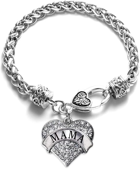 Inspired Silver - Silver Pave Heart Charm Bracelet with Cubic Zirconia Jewelry