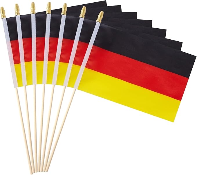 GSYLPFT 12 Pack Germany Flags on Sticks German Small Mini Hand Held Flags for Office Classroom Holiday Party Decorations