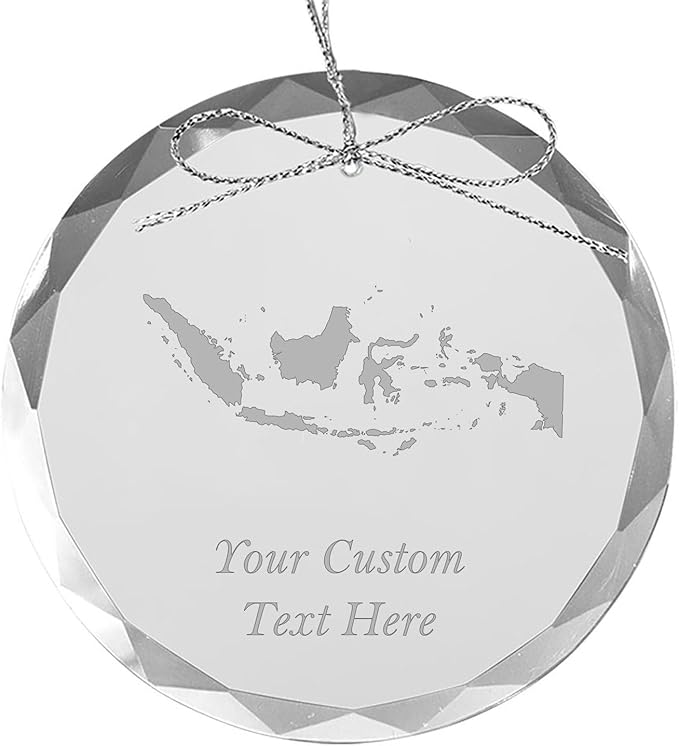 Indonesia, Personalized Travel Christmas Ornament – Customized Engraved Glass Keepsake - Custom Family Trip & Vacation, 2024, 2025, 2026, 2027 & Name – Destination Xmas Holiday Ornament