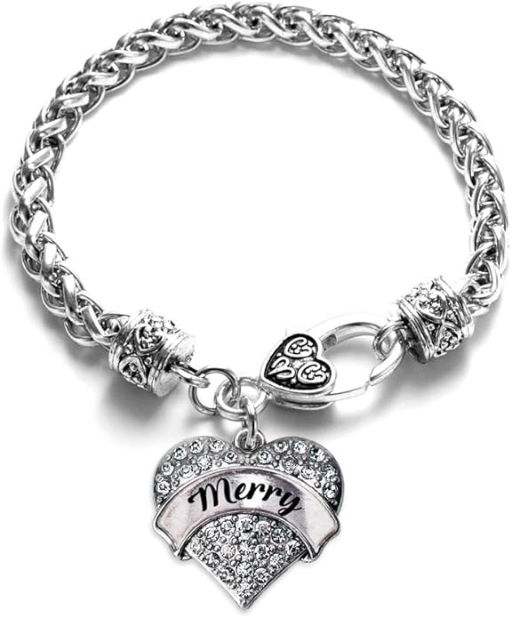 Inspired Silver - Silver Pave Heart Charm Bracelet with Cubic Zirconia Jewelry
