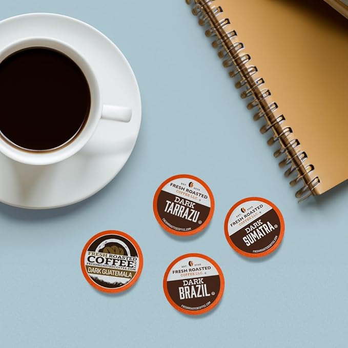 Fresh Roasted Coffee, Dark Roast Variety Pack, K-Cup Compatible, 96 Pods