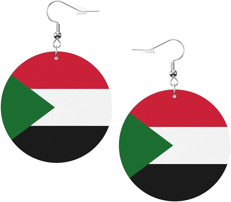 Round Faux Leather Earrings for Women Lightweight Double-Side Printed Drop Dangle Earring for Festival Party Gift