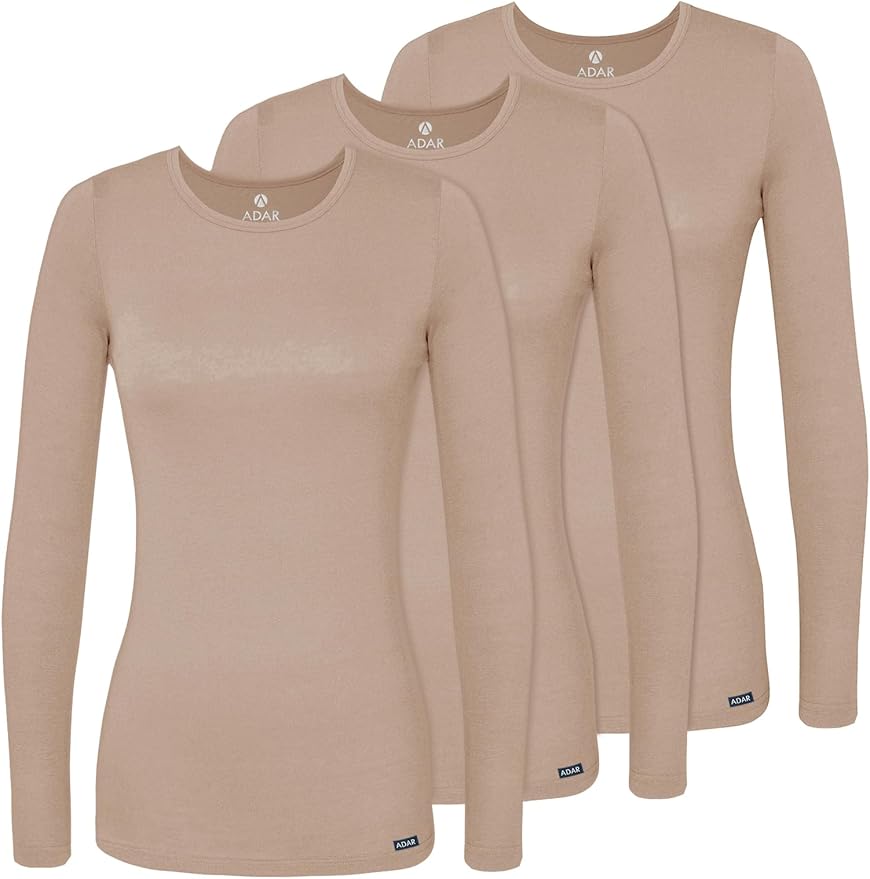 Adar Underscrubs for Women 3 Pack - Long Sleeve Underscrub Comfort Tee