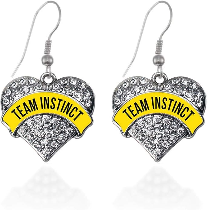 Inspired Silver - Silver Pave Heart Charm French Hook Drop Earrings with Cubic Zirconia Jewelry