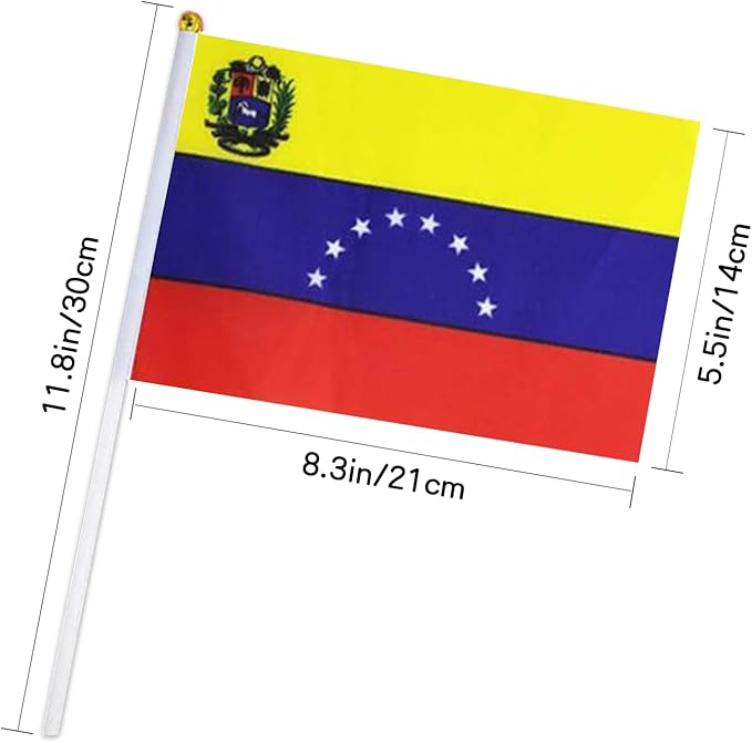 Venezuela Flag Small Venezuelan Flag 12 Pack Mini Hand Held Venezuelan Flags on Sticks for Party Parades Sports Events Patriotic Holiday Decorations