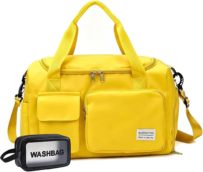 Small Gym Bag for Women, Travel Duffle Bag Carry On Weekender Bag with Shoe Compartment
