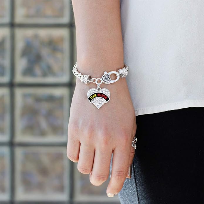 Inspired Silver - Silver Pave Heart Charm Bracelet with Cubic Zirconia Jewelry
