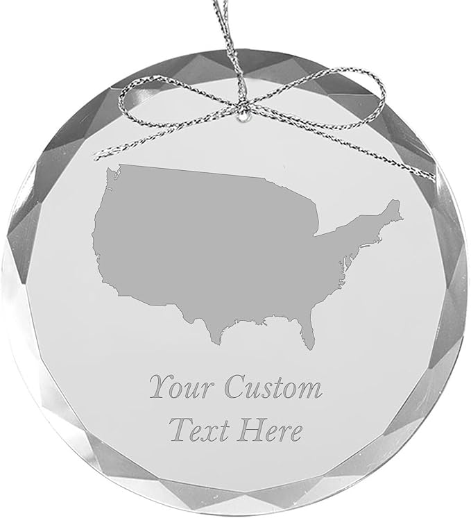 America, Personalized Travel Christmas Ornament – Customized Engraved Glass Keepsake - Custom Family Trip & Vacation, 2024, 2025, 2026, 2027 & Name – Destination Xmas Holiday Ornament
