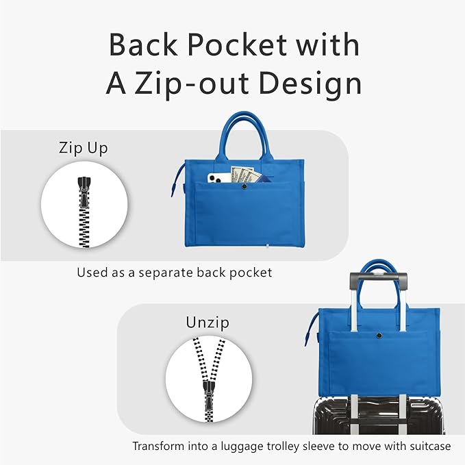 TOPDesign Heavy-Duty Canvas Tote Bag for Women, Adjustable Crossbody/Shoulder Handbag with 9 Pockets, Everything Tote