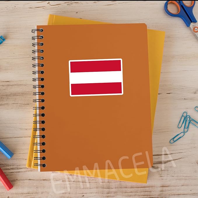 (3PCS) Austria Flag stickers, Countries Flag Stickers - Waterproof Vinyl Decals For Laptops, Tumblers, Water Bottles, Books, Scrapbooks, Size 3 x 2 Inch