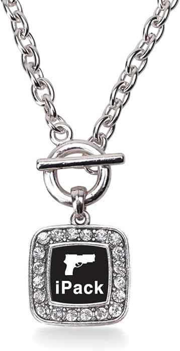 Inspired Silver - Silver Square Charm 18 Inch Necklace with Cubic Zirconia Jewelry