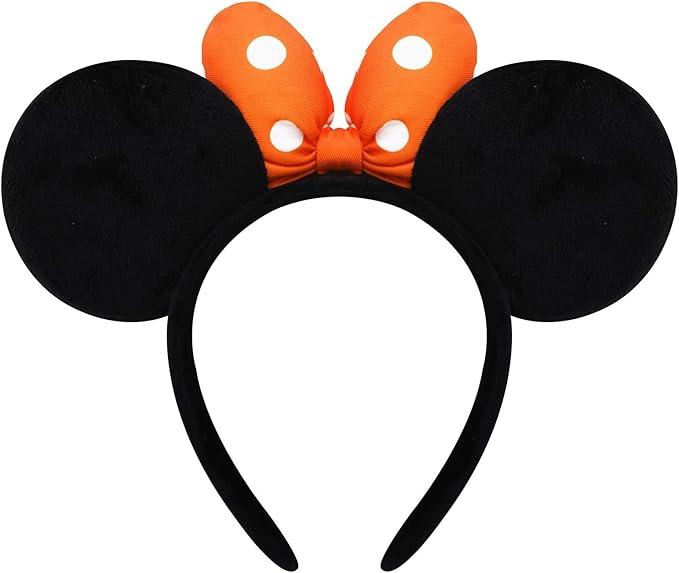 ODOCARE Handmade Mouse Ears Headband for Women and Ladies, Polka Dot Bow Minnie Ears Costume Accessories