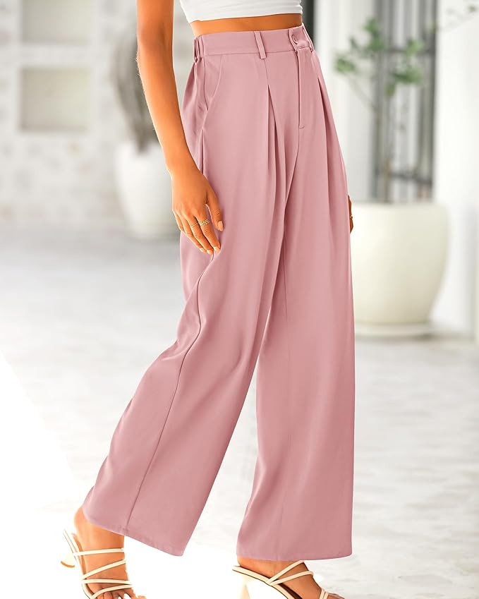 BTFBM Women High Waist Palazzo Pants Spring 2026 Casual Wide Leg Trousers Loose Work Office Business Suit Pant Pockets