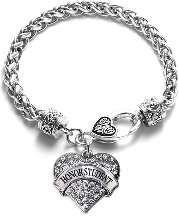 Inspired Silver - Silver Pave Heart Charm Bracelet with Cubic Zirconia Jewelry