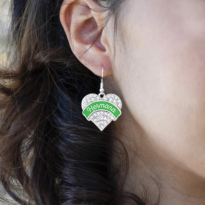 Inspired Silver - Silver Pave Heart Charm French Hook Drop Earrings with Cubic Zirconia Jewelry