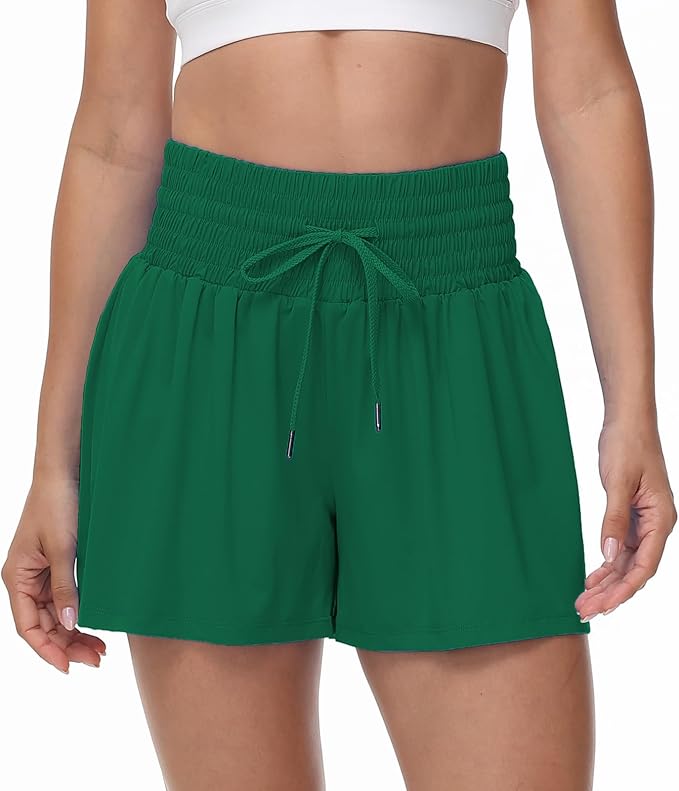 Blaosn Flowy Athletic Shorts for Women Gym Workout Running Short Pants High Waist Skort with Pocket Casual Summer Clothes