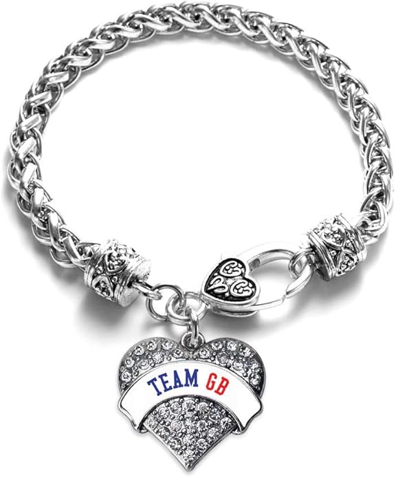 Inspired Silver - Silver Pave Heart Charm Bracelet with Cubic Zirconia Jewelry