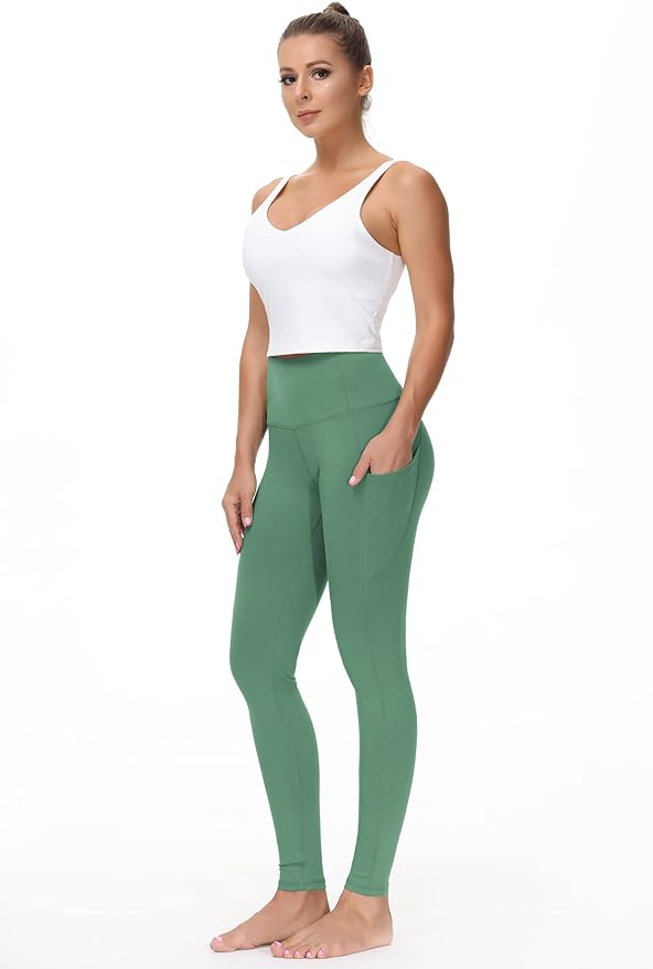 THE GYM PEOPLE Thick High Waist Yoga Pants with Pockets, Tummy Control Workout Running Yoga Leggings for Women