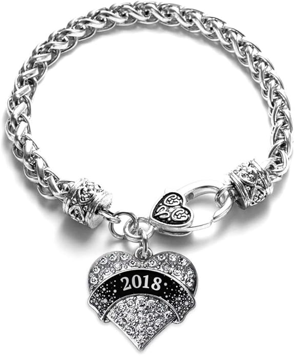Inspired Silver - Silver Pave Heart Charm Bracelet with Cubic Zirconia Jewelry