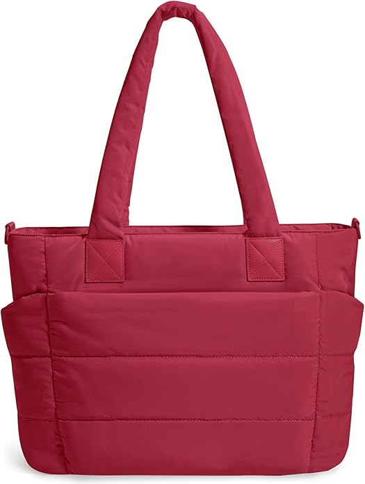 Tote Bag for Women Puffer Tote Bag Large Nurse Bags Shoulder Handbag with Zipper for Work Travel