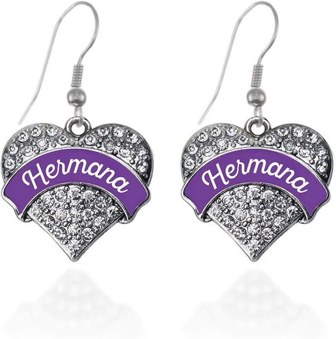 Inspired Silver - Silver Pave Heart Charm French Hook Drop Earrings with Cubic Zirconia Jewelry