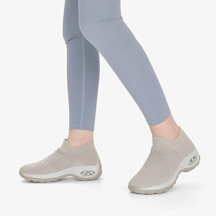 HKR Women's Walking Shoes Arch Support Non Slip Work Shoes Breathable Knit Upper Lightweight for Plantar Fasciitis