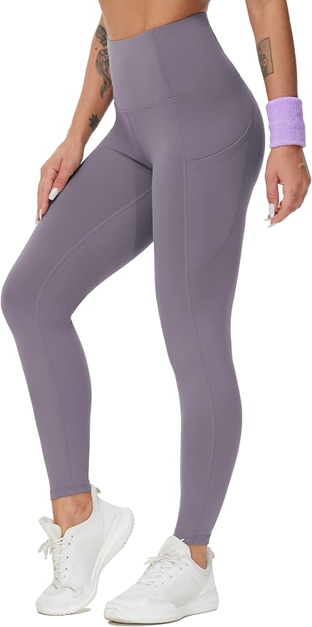 THE GYM PEOPLE Thick High Waist Yoga Pants with Pockets, Tummy Control Workout Running Yoga Leggings for Women