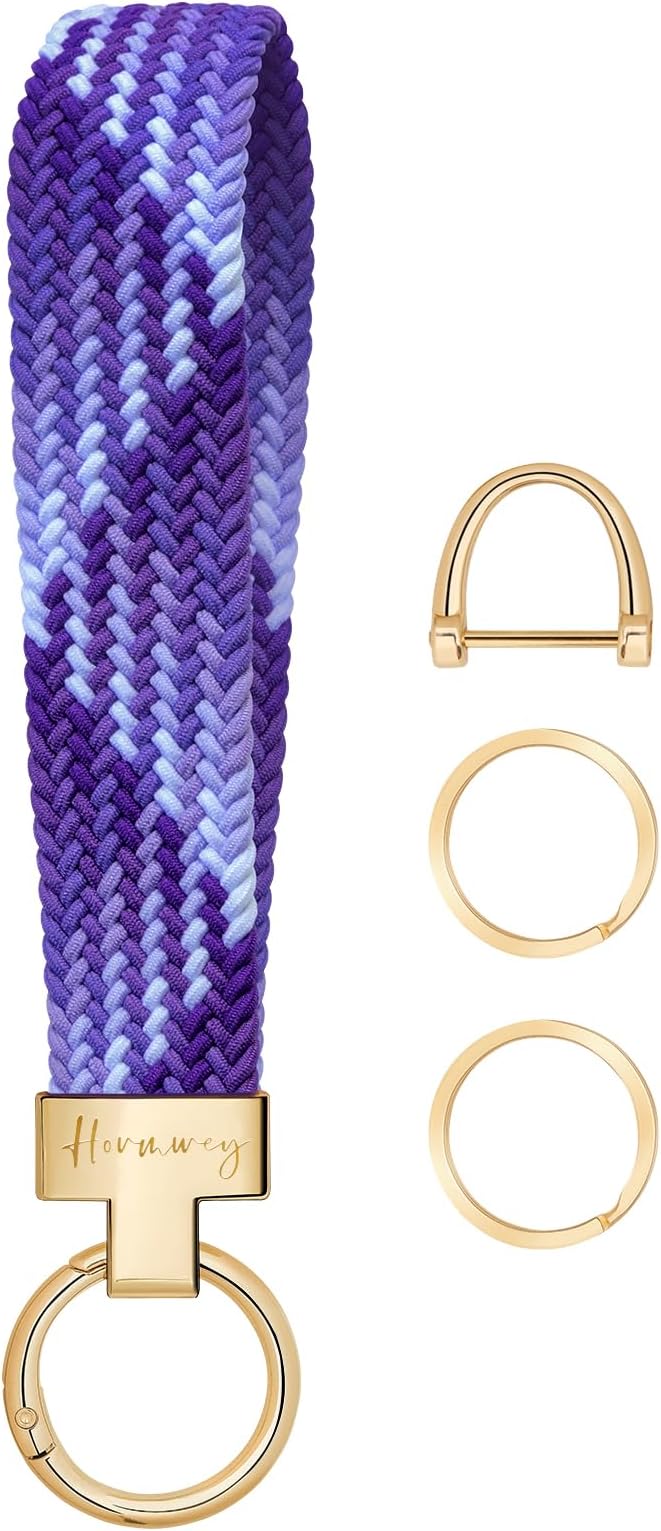 Hovmwey Elastic Wristlet Keychain for Women Men, Cute Car Key Chain, Braided Wrist Strap Lanyard for Keys ID Badges