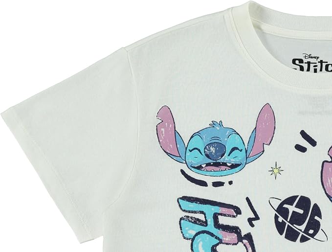 Disney Ladies Lilo and Stitch Shirt - Ladies Classic Lilo and Stitch Tee - Lilo and Stitch Short Sleeve Skimmer Crop Top Tee