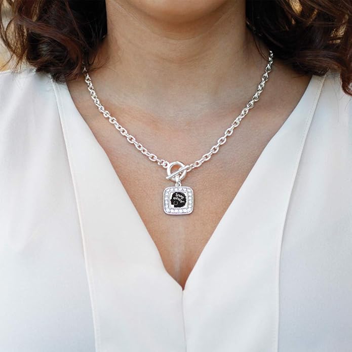 Inspired Silver - Silver Square Charm 18 Inch Necklace with Cubic Zirconia Jewelry