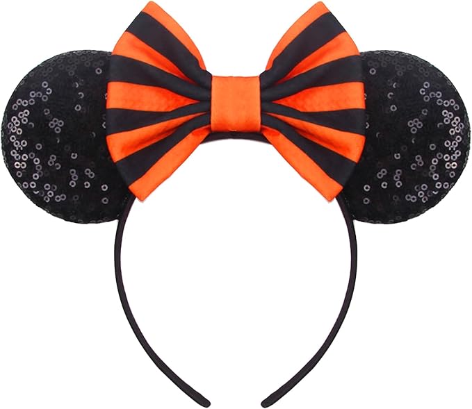 Sequin Mouse Ears Headbands for Women Girls Boys, Glitter Bows Headband for Kids Adults Birthday Party Costume Halloween