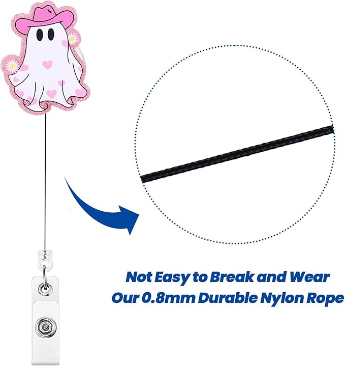 Cowboy Ghost Funny Christmas Badge Reel | Cute Retractable ID Card Badge Holder | Name Tag Work Badge Clip for RN LPN CNA MA ER Night Shift Nurse Nursing Student Doctor | Nurse Gifts | Acrylic