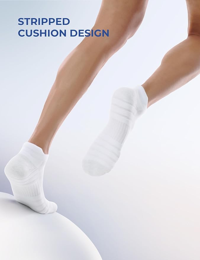 CS CELERSPORT 6 Pack Athletic Running Ankle Socks, Cotton Low Cut Cushioned Anti-Blister Tab Sports Socks Men Women