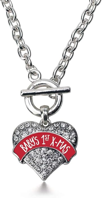 Inspired Silver - Silver Pave Heart Charm 18 Inch Necklace with Cubic Zirconia Jewelry