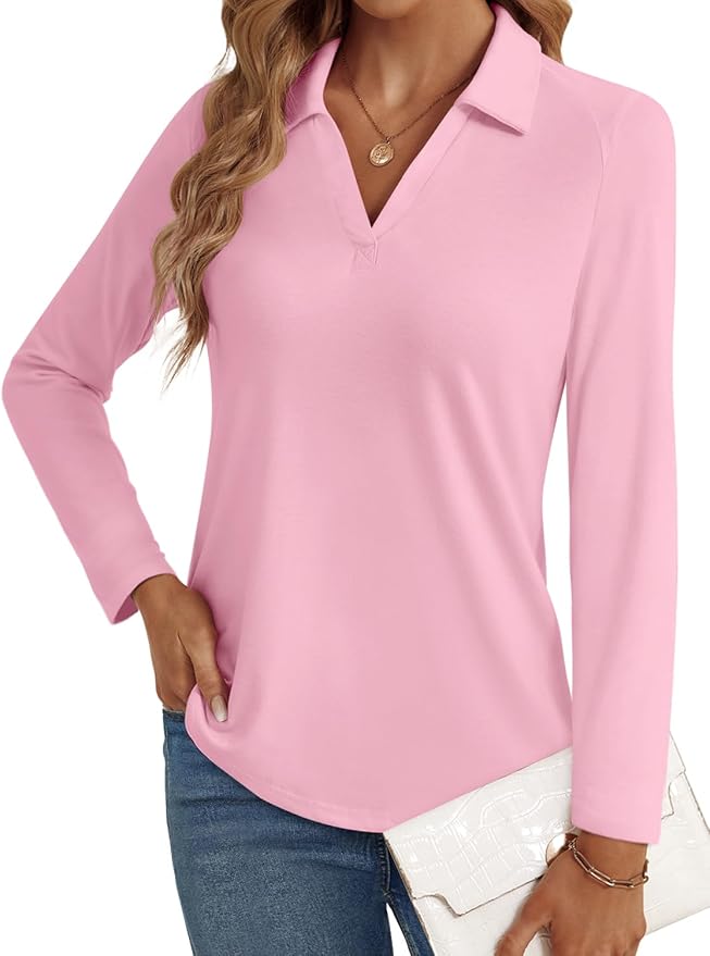 3/4 Length Sleeve Womens Tops Dressy Casual V Neck Polo Shirts Business Work Blouses 2025 Trendy Tunic Top