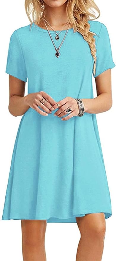 MOLERANI Women's Casual Plain Simple T-Shirt Loose Dress