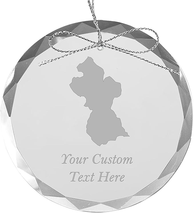 Guyana, Personalized Travel Christmas Ornament – Customized Engraved Glass Keepsake - Custom Family Trip & Vacation, 2024, 2025, 2026, 2027 & Name – Destination Xmas Holiday Ornament
