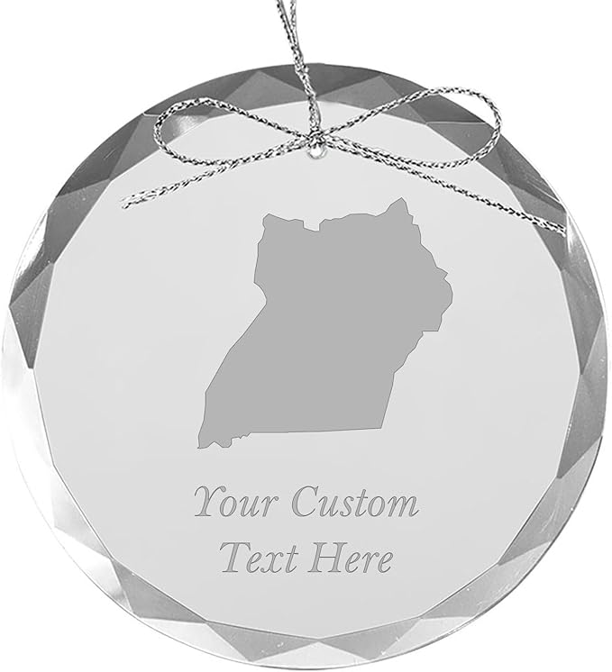 Uganda, Personalized Travel Christmas Ornament – Customized Engraved Glass Keepsake - Custom Family Trip & Vacation, 2024, 2025, 2026, 2027 & Name – Destination Xmas Holiday Ornament