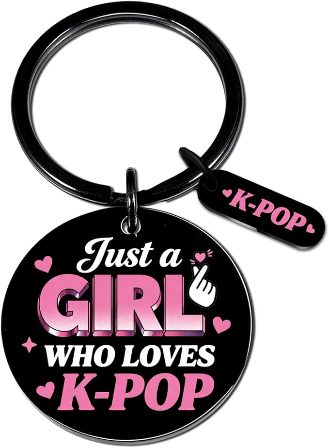 Kpop Merch For Girls Kpop Stuff For Girls k-Pop Gifts For Teen Girl Music Lovers Birthday Party Favor Decorations For Korea-Pop Lovers Friends Bestie Women Just a Girl Who Loves k-Pop Keychain