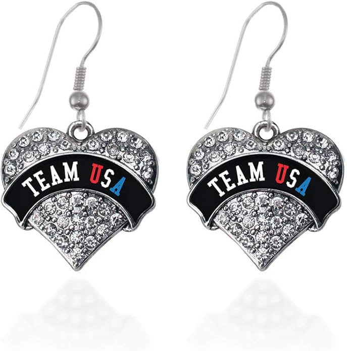 Inspired Silver - Silver Pave Heart Charm French Hook Drop Earrings with Cubic Zirconia Jewelry